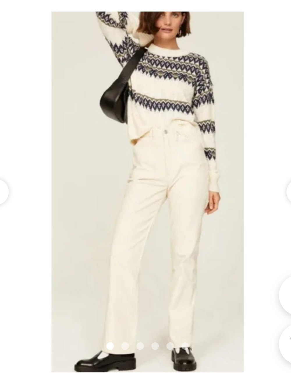 Re/Done Cream and White High-Rise Straight Jeans